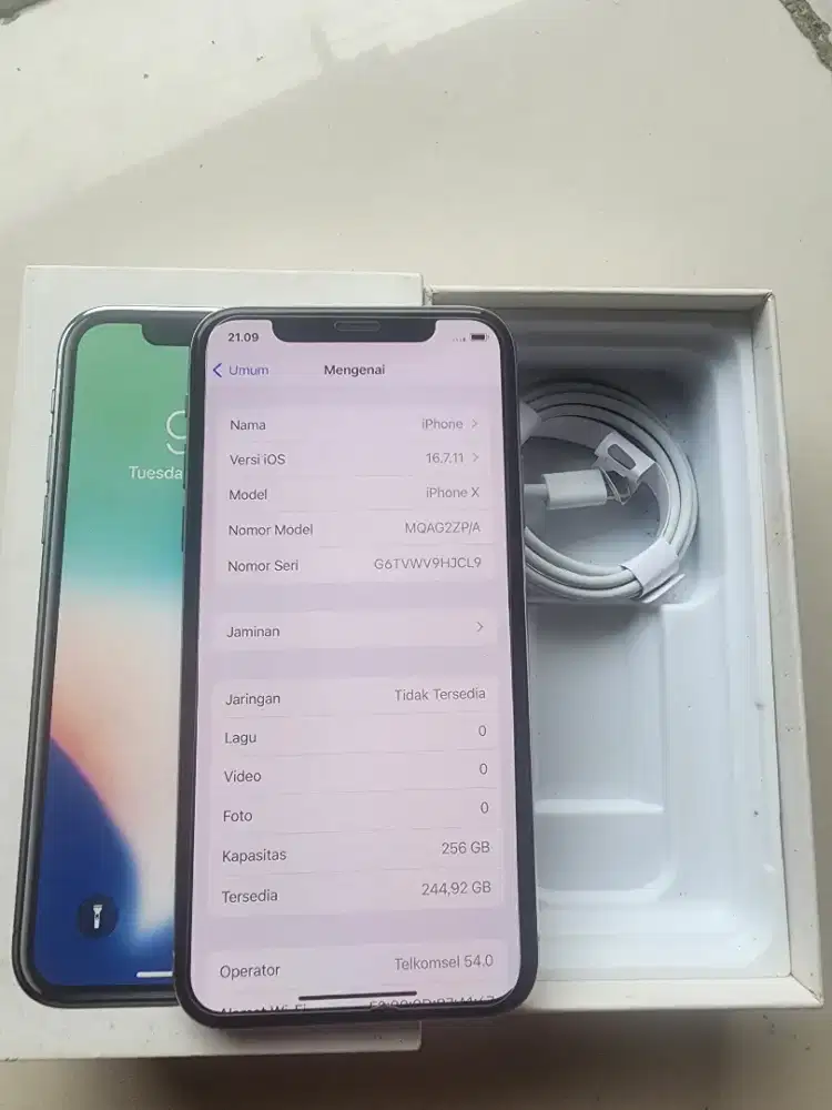 Iphone x 256 ex inter imei regist warna silver