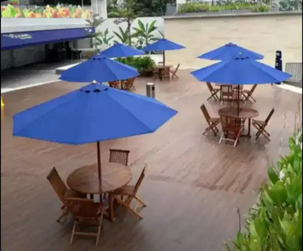 Kursi lipat,meja bundar,meja payung