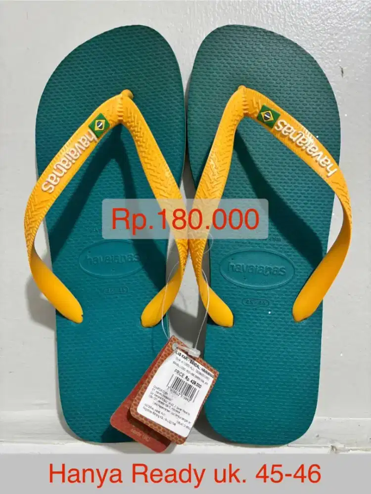 ORIGINAL Sandal Havaianas Brasil Logo Green - Size 45-46 - Sandal Pria