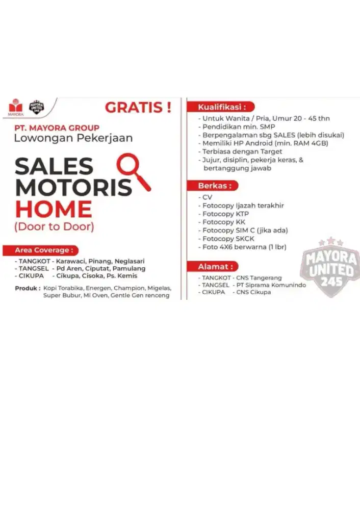 Sales dor to dor mayora
