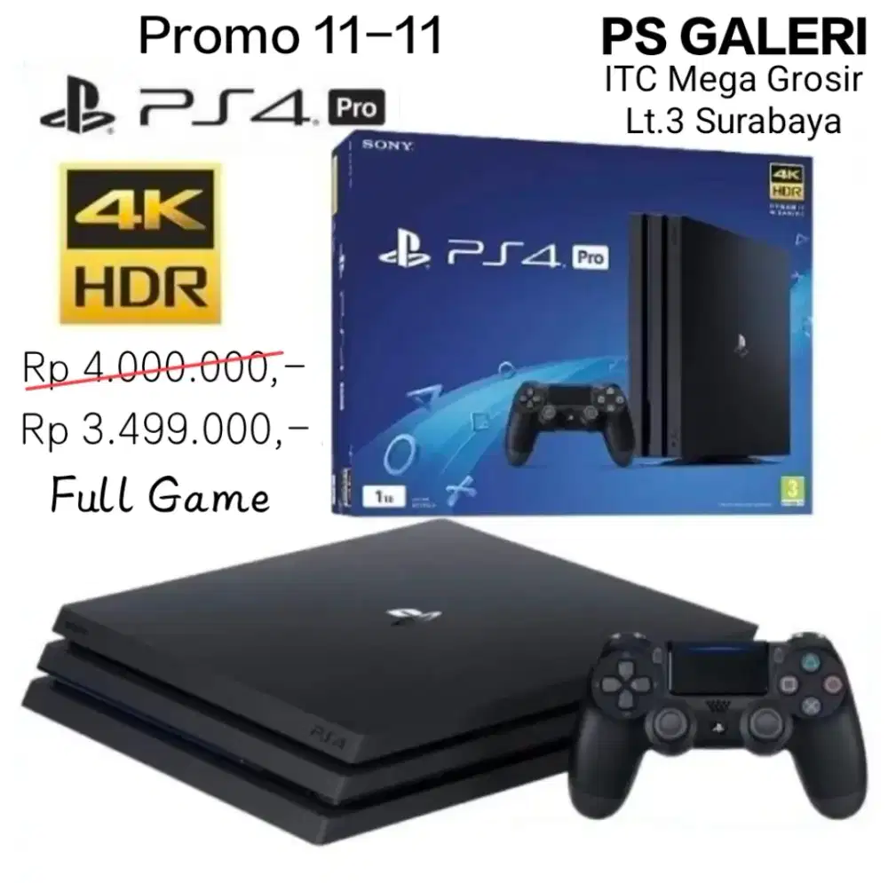 PS4 PRO 4K HAND HDD 1TB FULL GAME PROMO 11-11