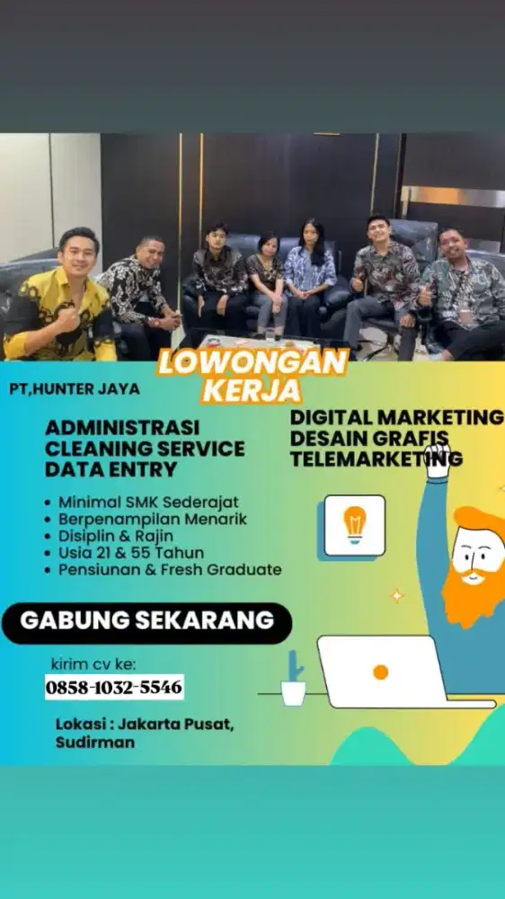 Lowongan kerja ADM staff resepsions OB marketing