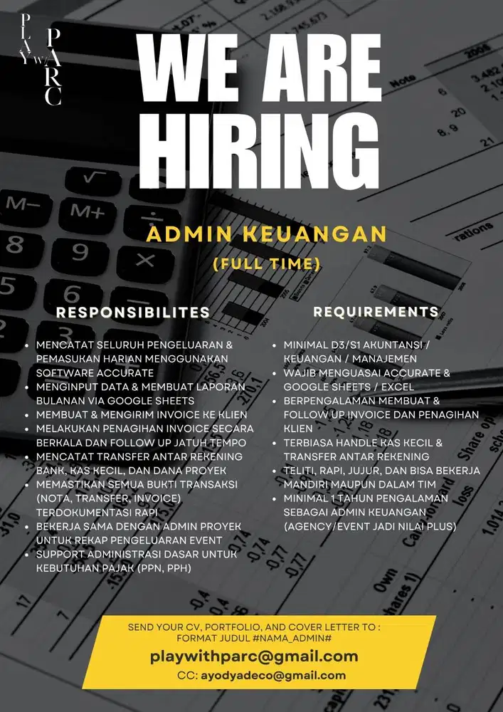 administrasi keuangan dan Videografer content spesialis