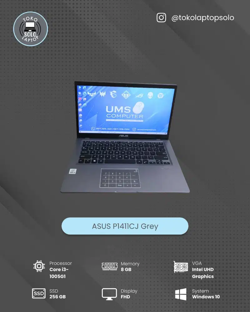 ASUS P1411CJA INTEL CORE i3-1005G1 RAM 8GB SSD 256GB FHD NORMAL