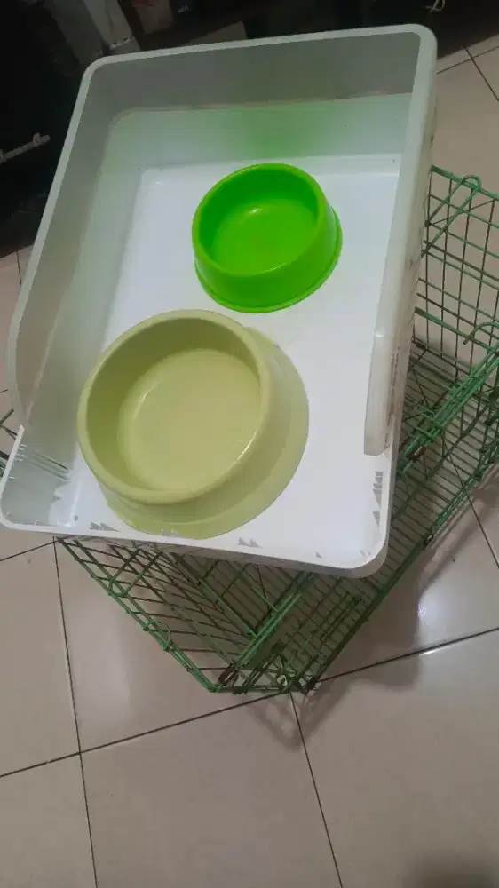 Kandang kucing+tempat makan 2+bak pasir