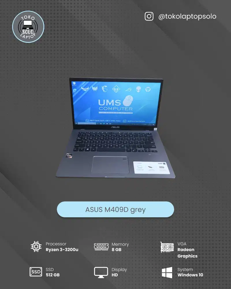 ASUS M409D RYZEN 3-3200U RAM 8GB SSD 512GB NORMAL
