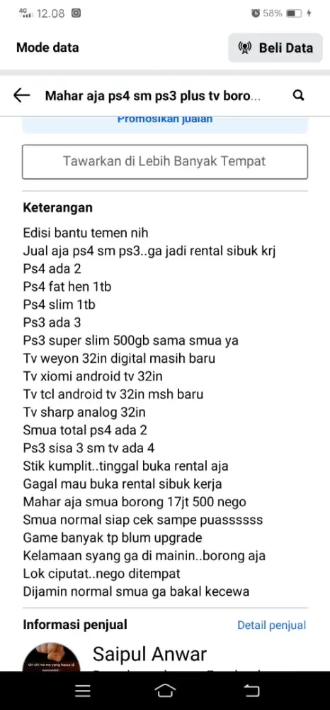 Borong aja smua ps4 ps3 sm tv edisi sibuk kerja