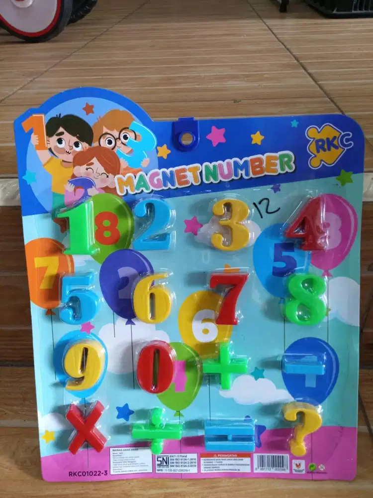 mainan anak angka magnet