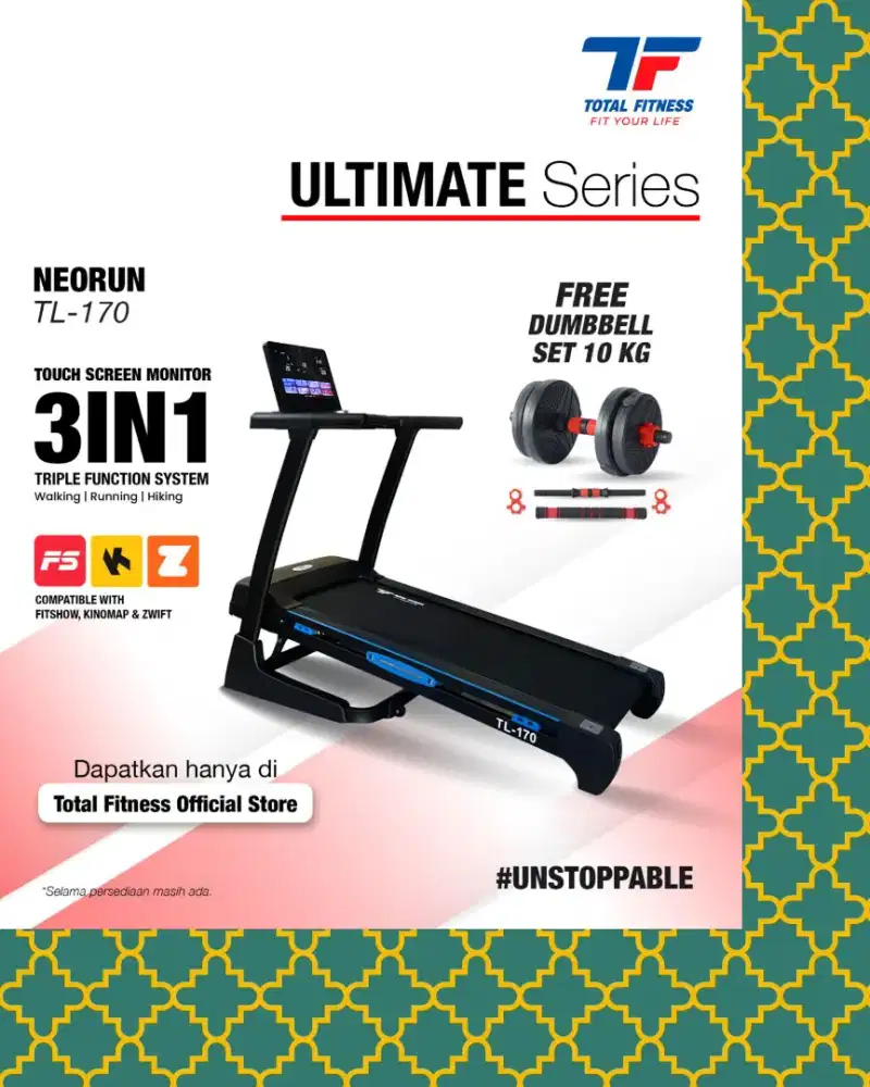 Treadmill elektrik TL-170 3in1 alat kebugaran HSB-326