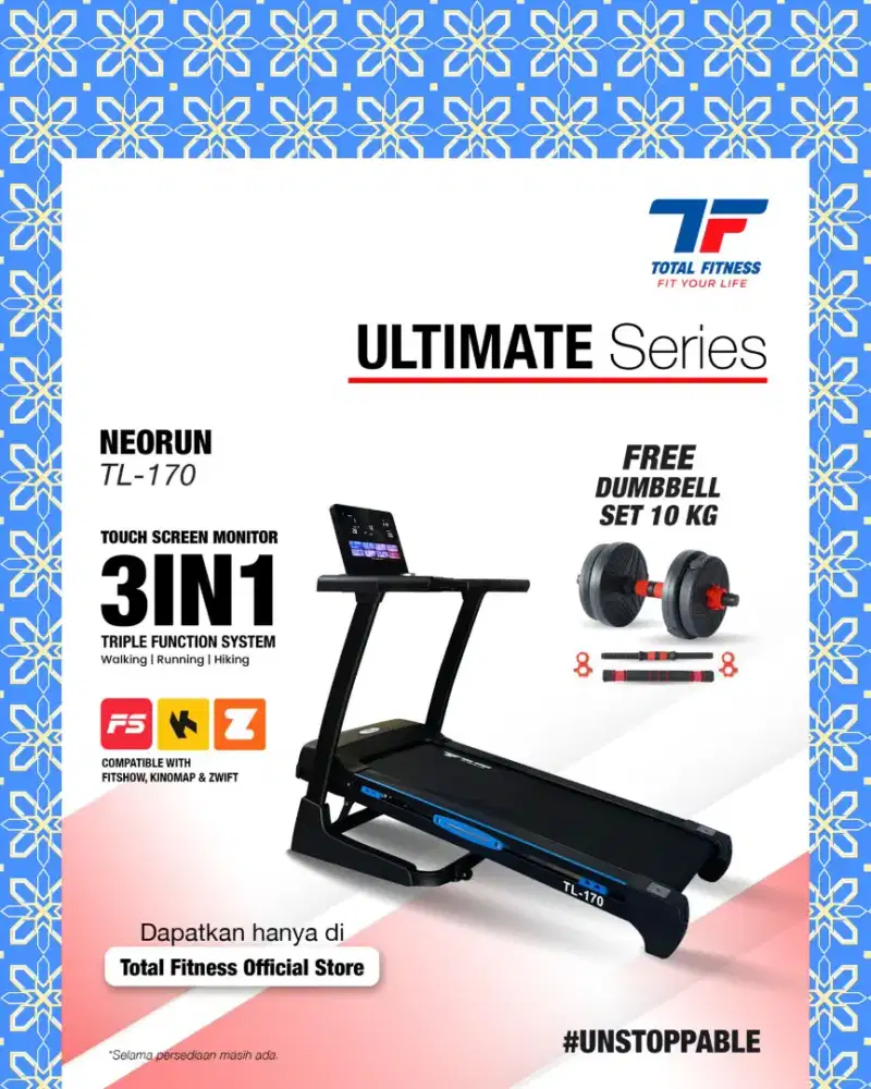 Treadmill elektrik TL-170 3in1 alat kebugaran HSB-326