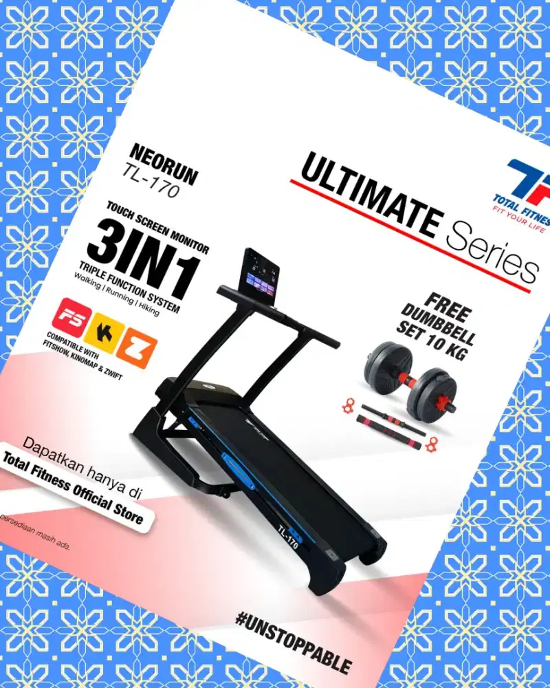 Treadmill elektrik TL-170 3in1 alat kebugaran HSB-326