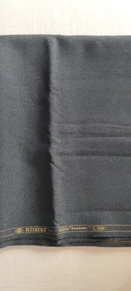 Kain Tropical/Tetoron Suiting Fabric, merk Suzukura, Hitam, 1,25mX1,5m