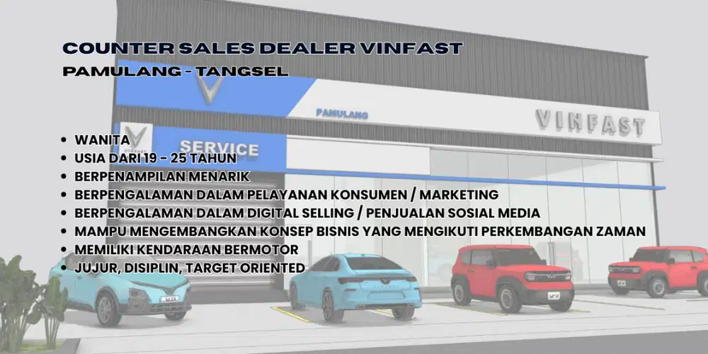 Lowongan Counter Sales Dealer Vinfast