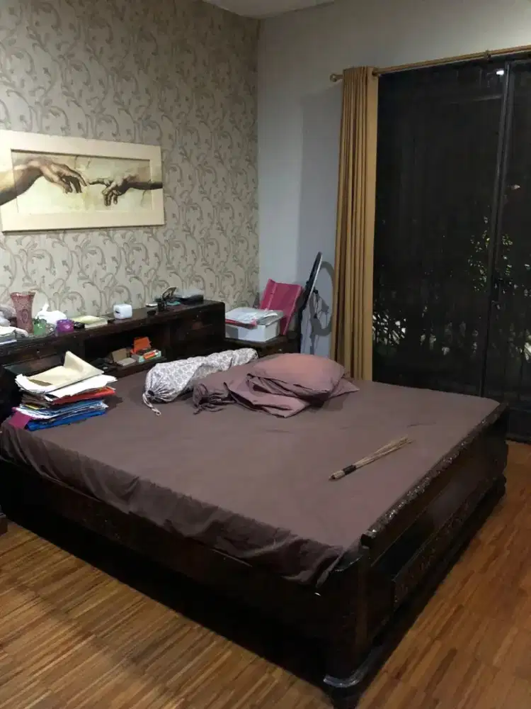 Tempat tidur jati ukir finishing ukuran 2x1.5 m
