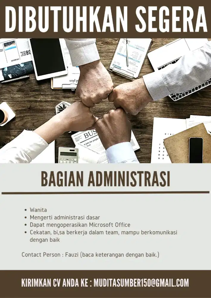 Bagian admin CV Mudita Sumber