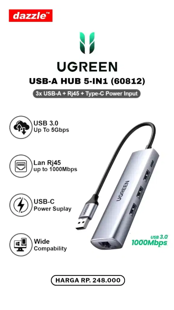 UGREEN USB HUB 5-IN-1 (60812)