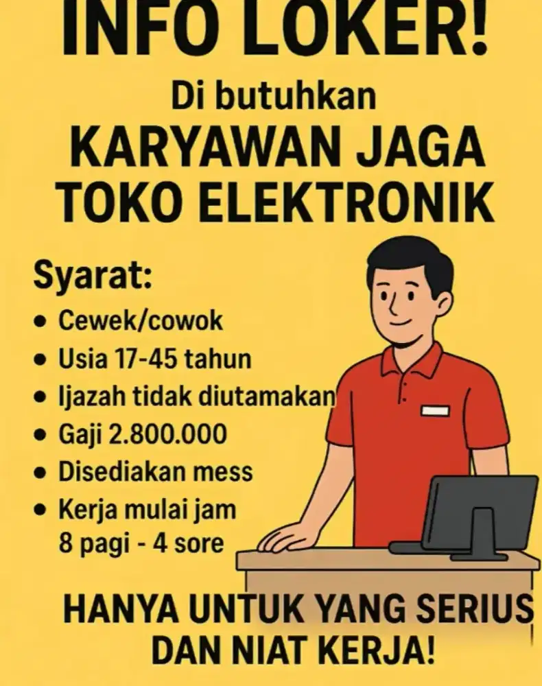 Karyawan jaga toko elektronik