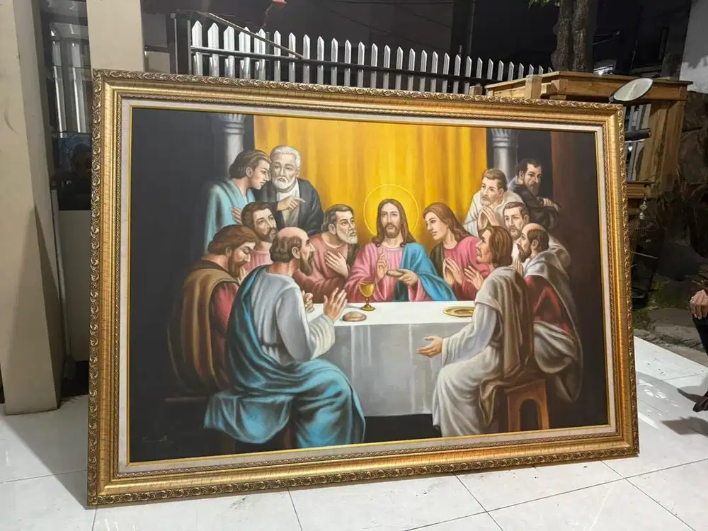 lukisan perjamuan yesus kanvas original