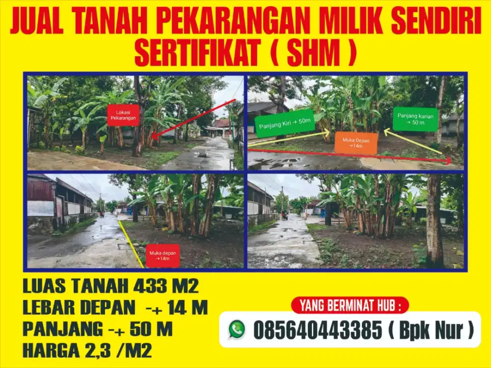 Tanah Pekarangan Jln Parangtritis Sewon dekat Kampus ISI