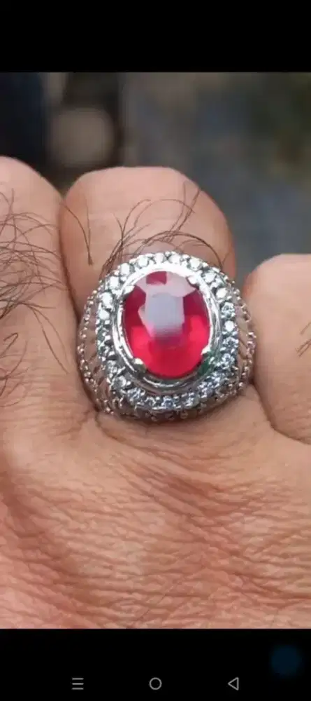 Cincin perak batu Ruby Keren Boss