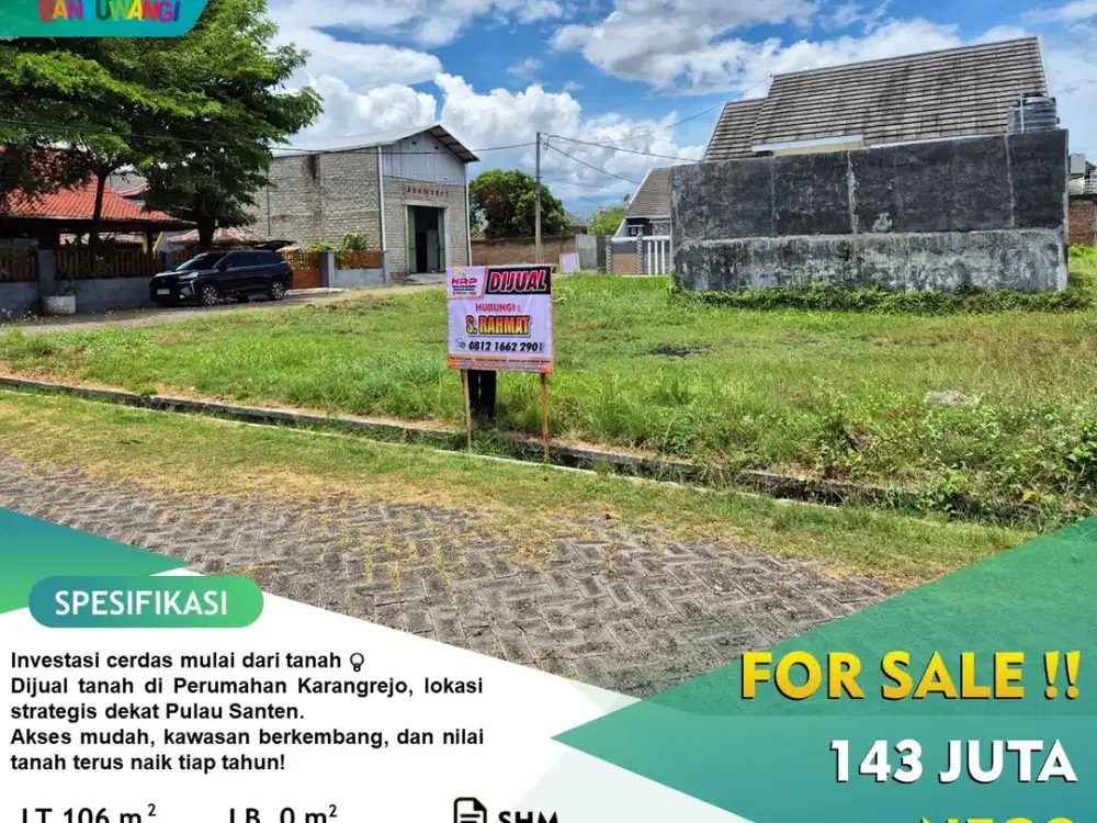Dijual tanah di Perumahan Karangrejo, lokasi strategis dekat pantai syariah