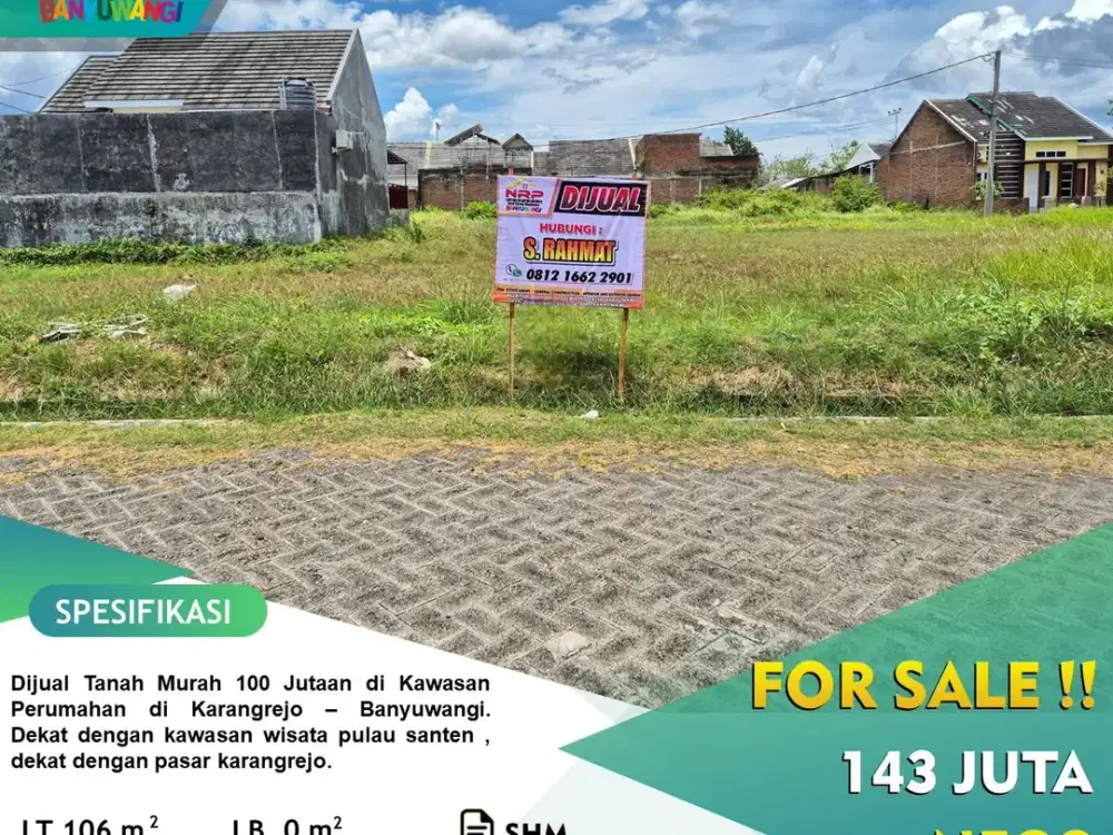 Dijual Tanah Siap Bangun di Kawasan Perumahan Karangrejo - Banyuwangi