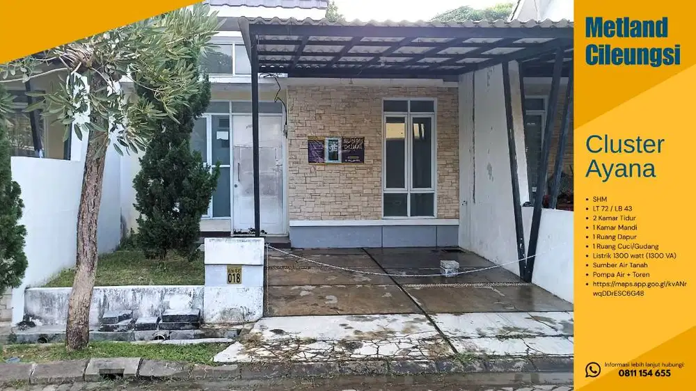 Rumah Minimalis Asri di Metland Cileungsi - Cluster Ayana