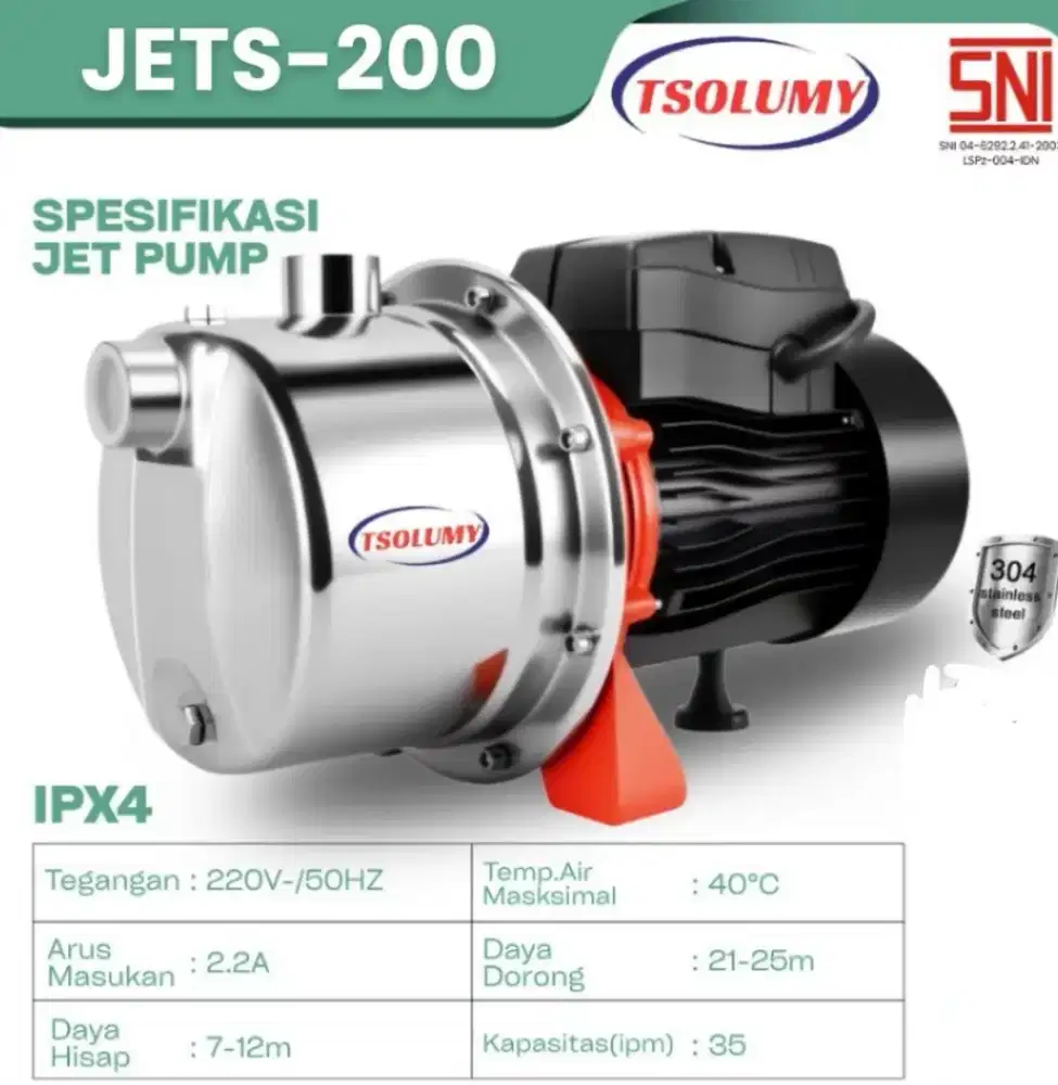 Mesin pompa air stainless semi jet-lee 10 meter