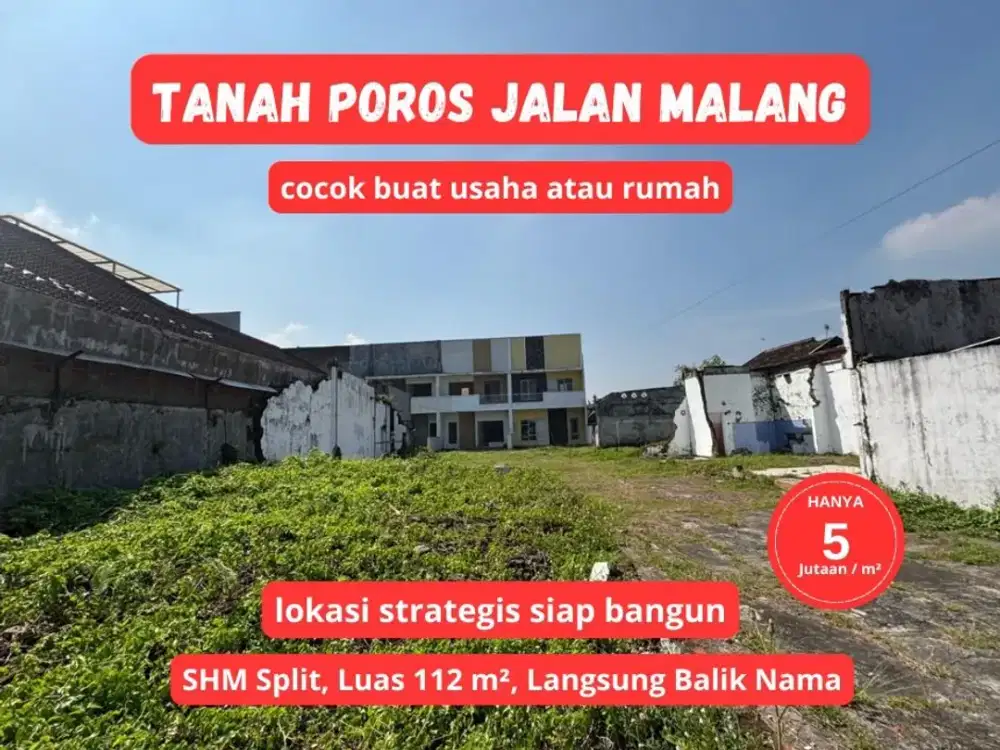 Tanah Siap Bangun, SHM split, Poros Jalan, di Pusat Kota