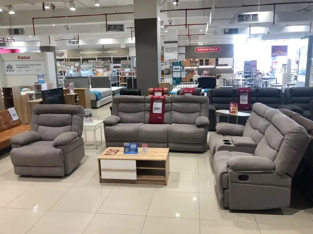 Jual sofa set recline fabric premium promo murah