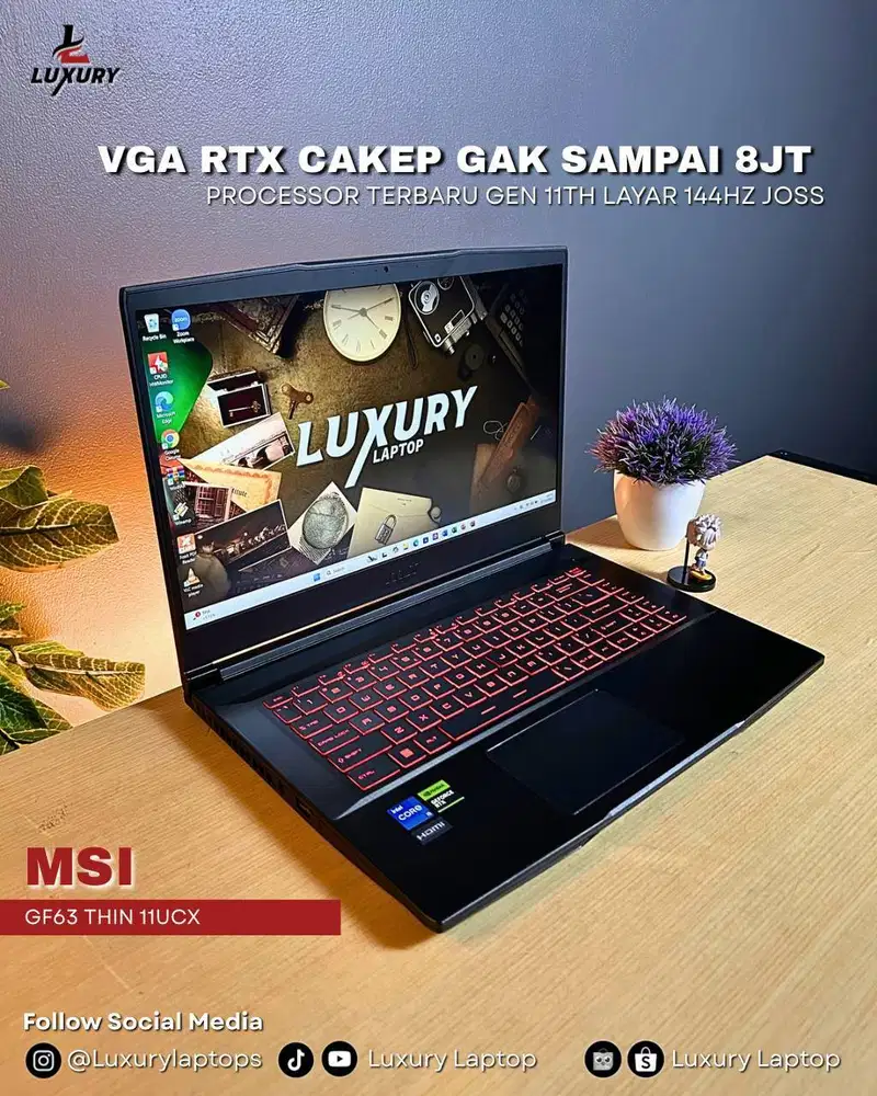LAPTOP GAMING MSI GF63 THIN 11UCX CORE I5 SSD RAM NVIDIA RTX 2050 BU