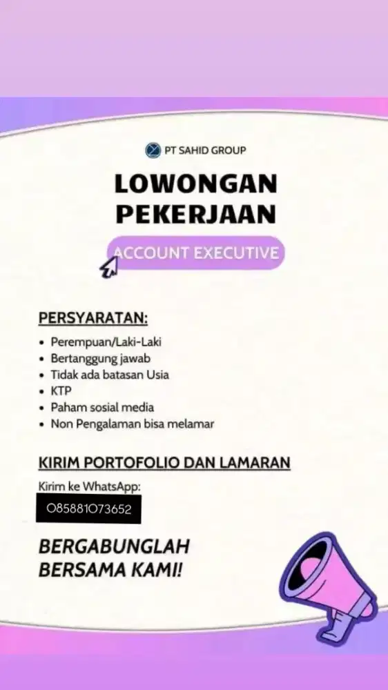 Lowongan kerja PT SAHID GROUP