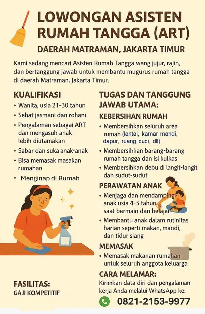 Lowongan Nanny (Menginap)