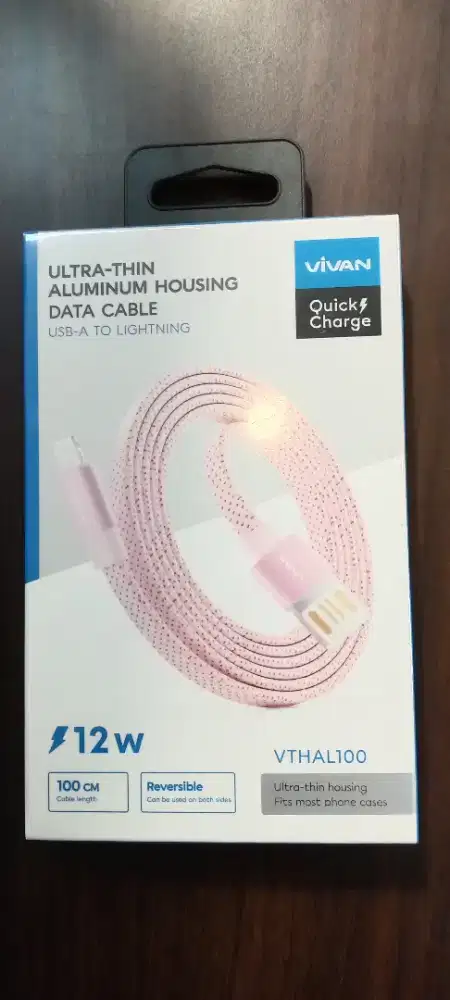Vivan VTHAL100 Ultra Thin Aluminum Lightning Kabel Data Cable 1M 2.4A