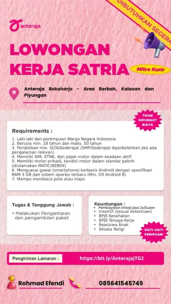 Dibutuhkan kurir Mitra Anteraja