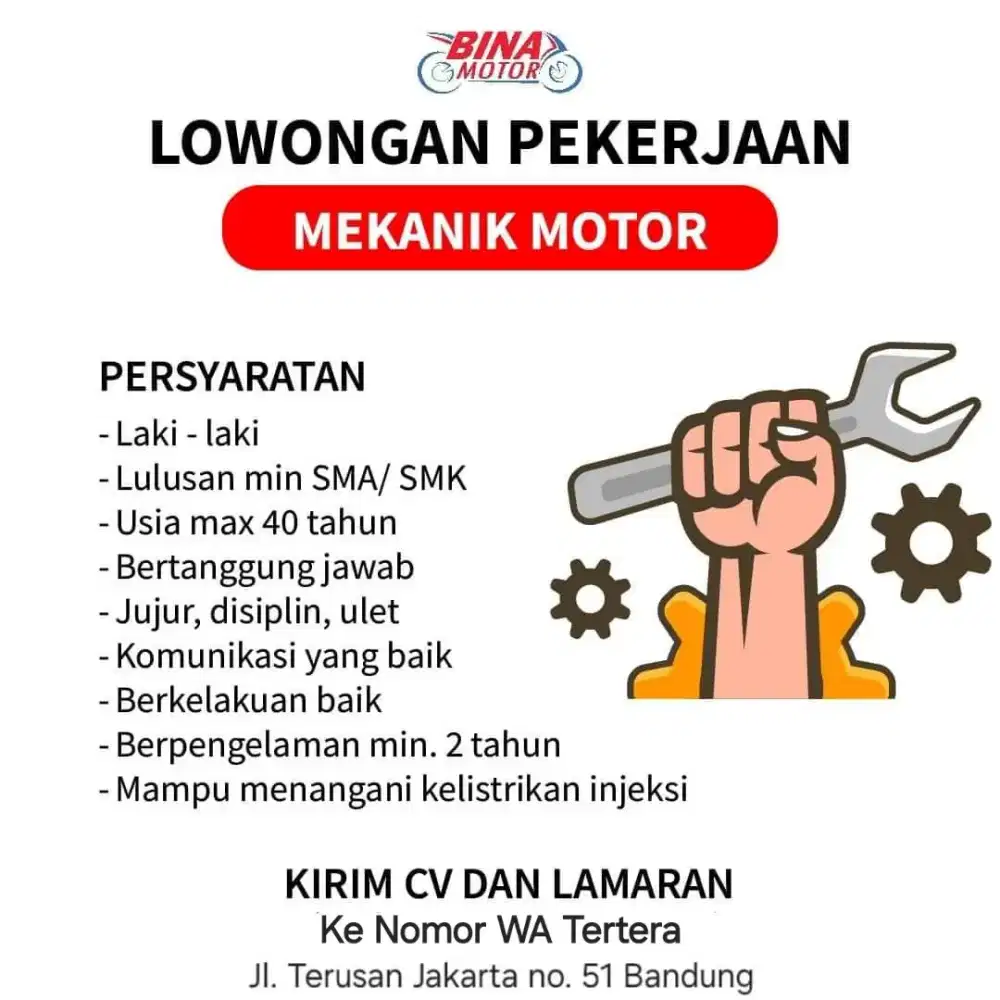 Lowongan Mekanik Motor