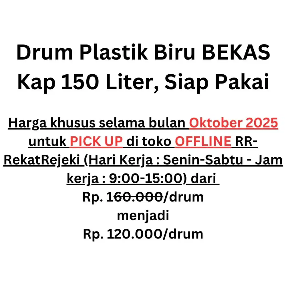 Drum Plastik Biru BEKAS Kapasitas 150 Liter