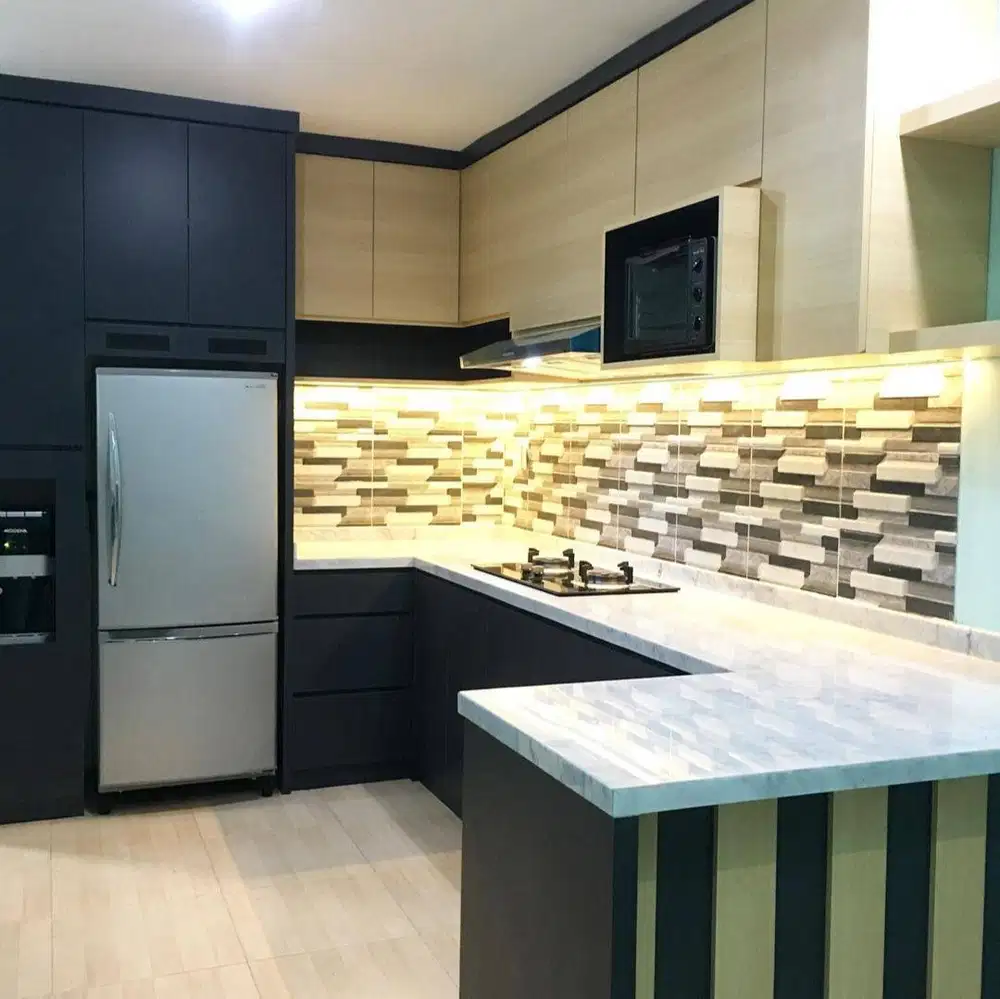 Custom Interior Kitchen Set, Backdrop TV, Lemari, Wardrobe, Kitchenset