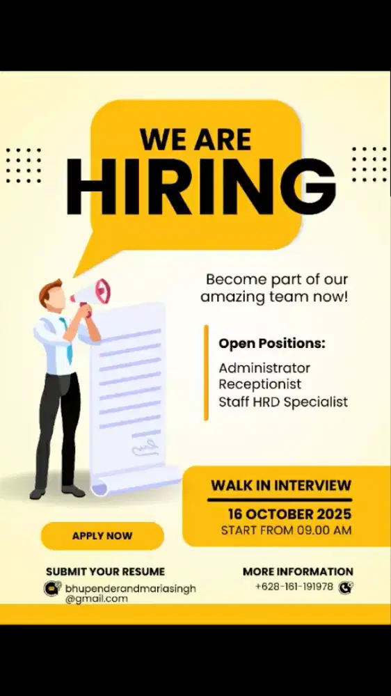 Dibutuhkan Untuk staff