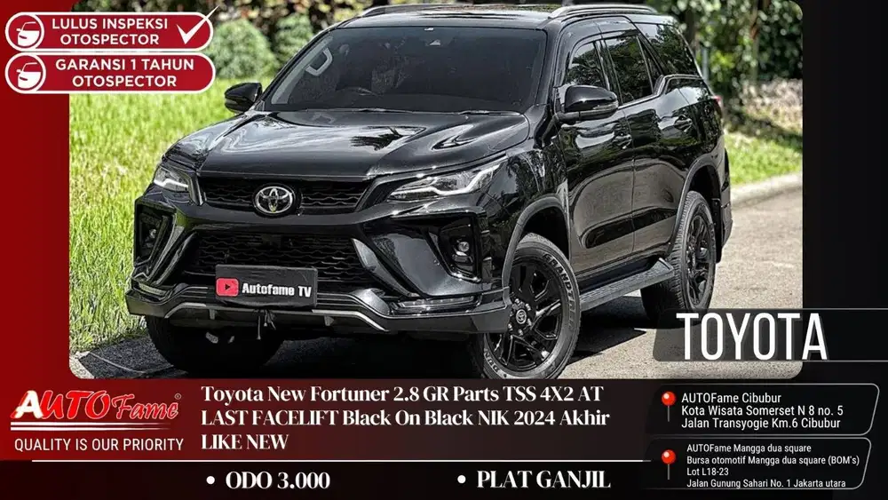 Toyota New Fortuner 2.8 GR Parts TSS 4X2 NIK 2024