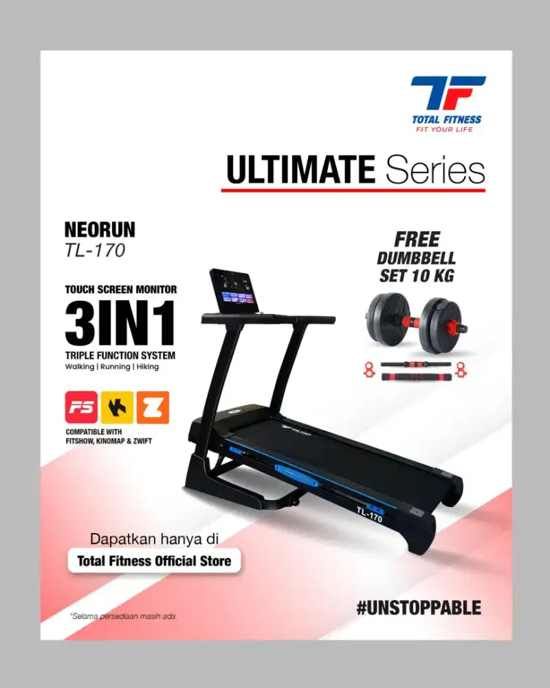 Treadmill elektrik TL-170 3in1 alat kebugaran HSB-326