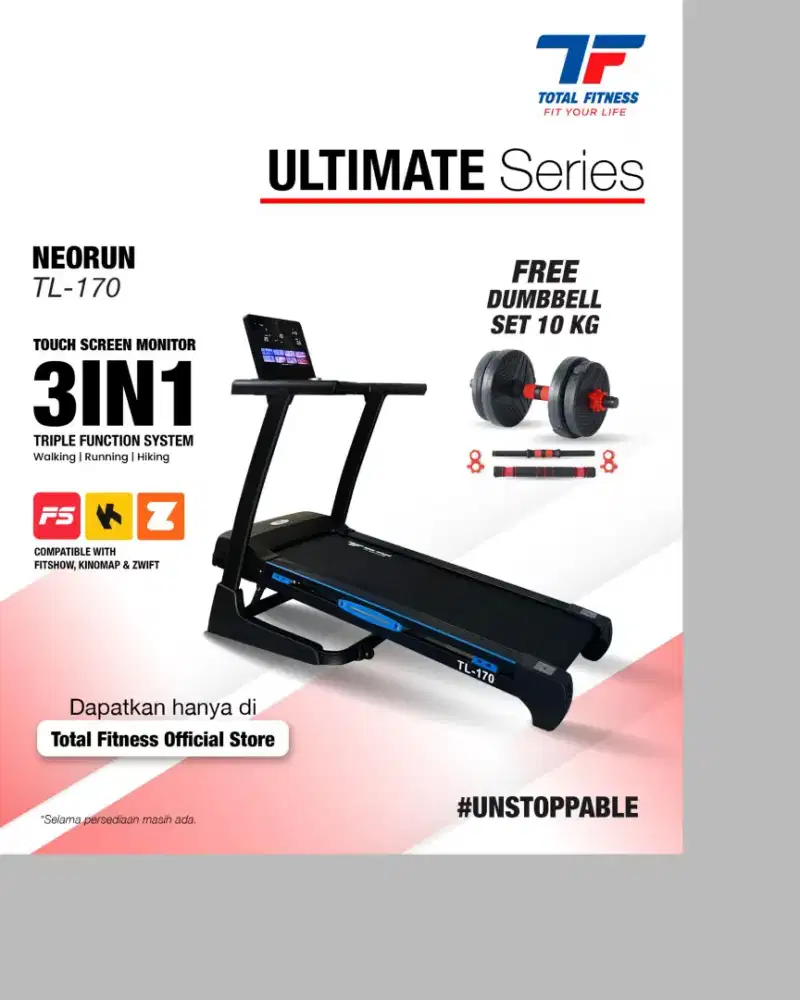 Treadmill elektrik TL-170 3in1 alat kebugaran HSB-326