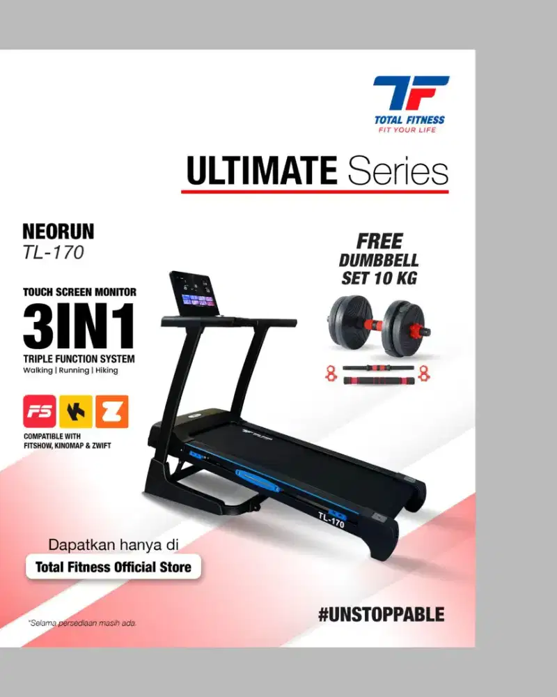 Treadmill elektrik TL-170 3in1 alat kebugaran HSB-326
