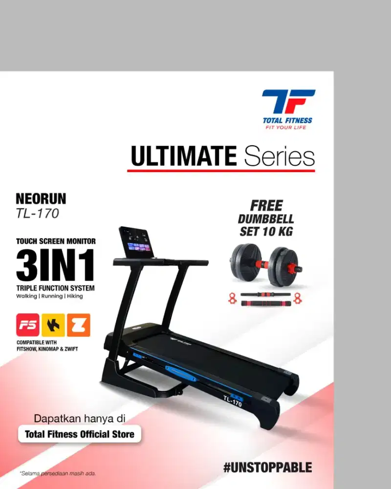 Treadmill elektrik TL-170 3in1 alat kebugaran HSB-326