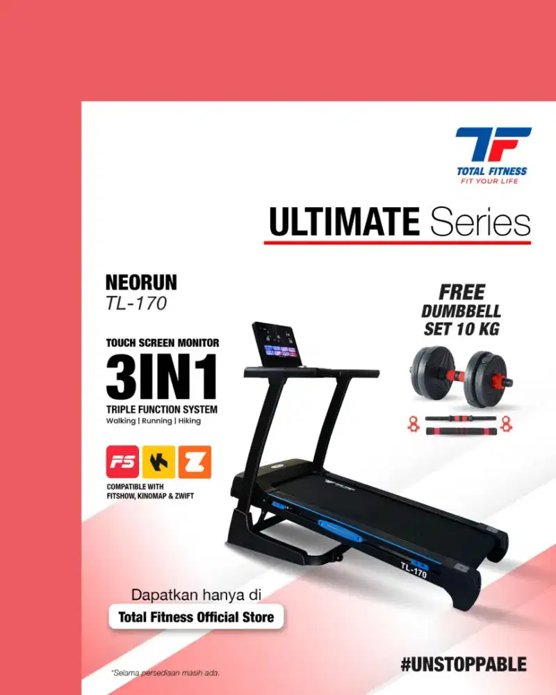Treadmill elektrik TL-170 3in1 alat kebugaran HSB-326