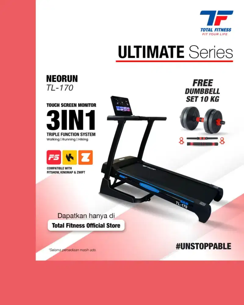Treadmill elektrik TL-170 3in1 alat kebugaran HSB-326