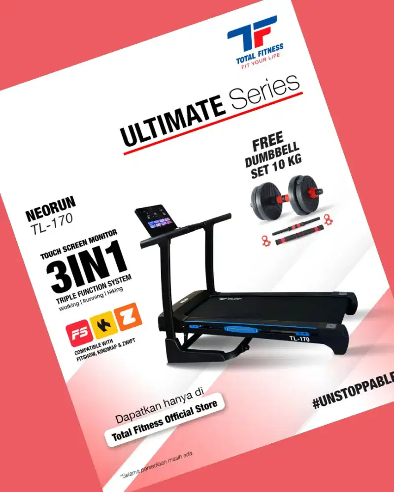 Treadmill elektrik TL-170 3in1 alat kebugaran HSB-326