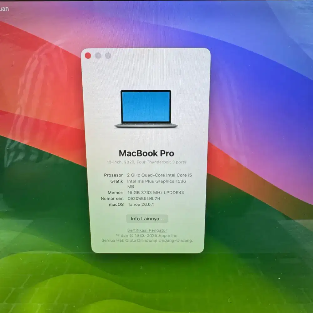 Macbook Pro 2020 Ibox Core I5 layar 13 Inch Ram 8 Ssd 256 Space Grey