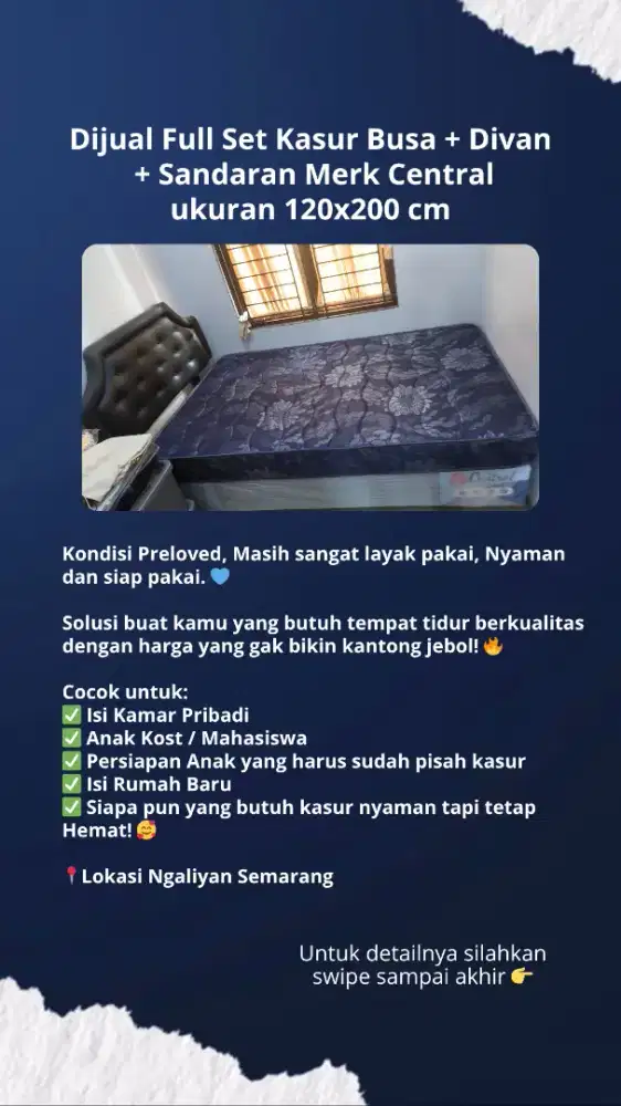 FULL SET KASUR BUSA + DIPAN + SANDARAN 120X200