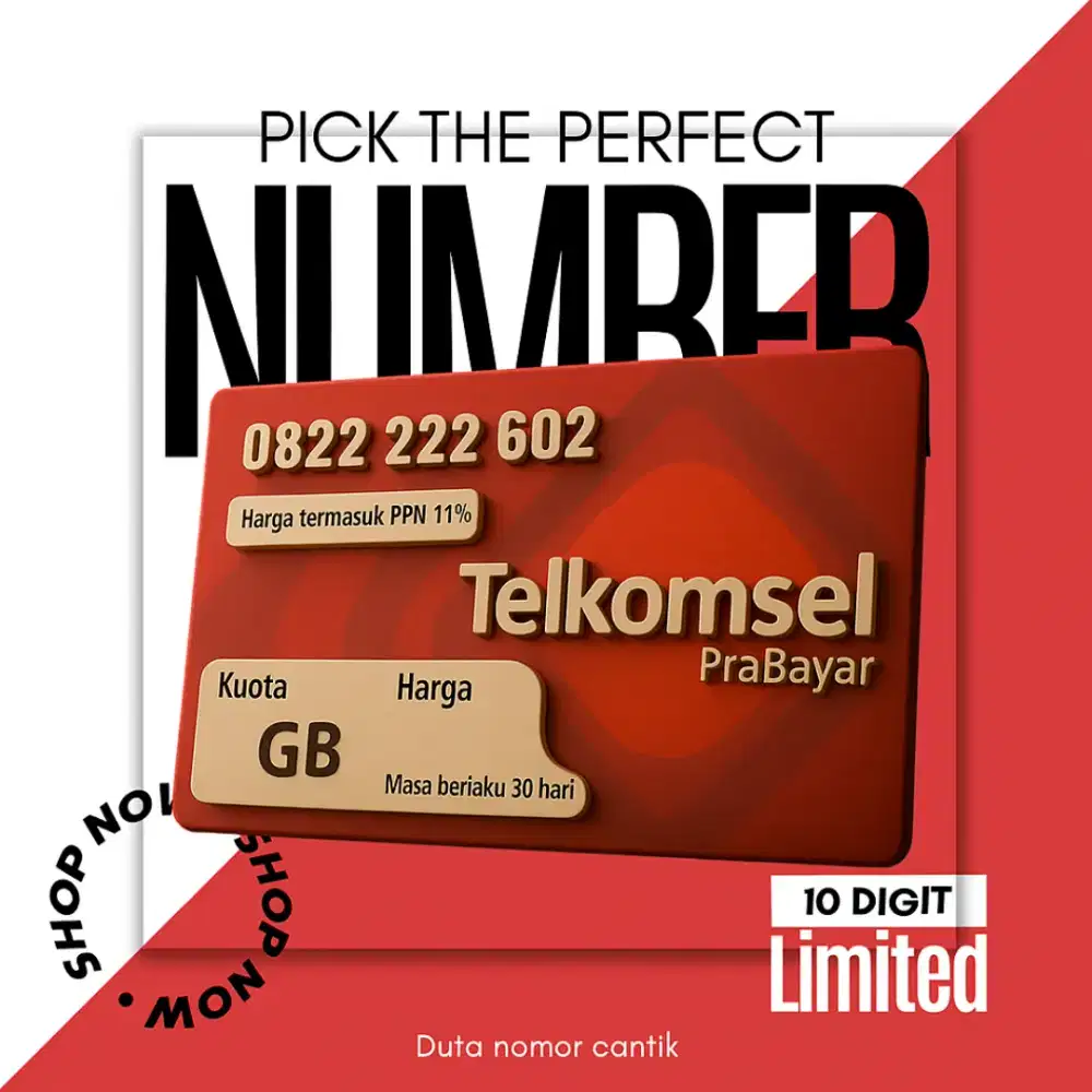 Nomor cantik Telkomsel 5G 10 Digit Kuota 260gb Kartu perdana Telkomsel